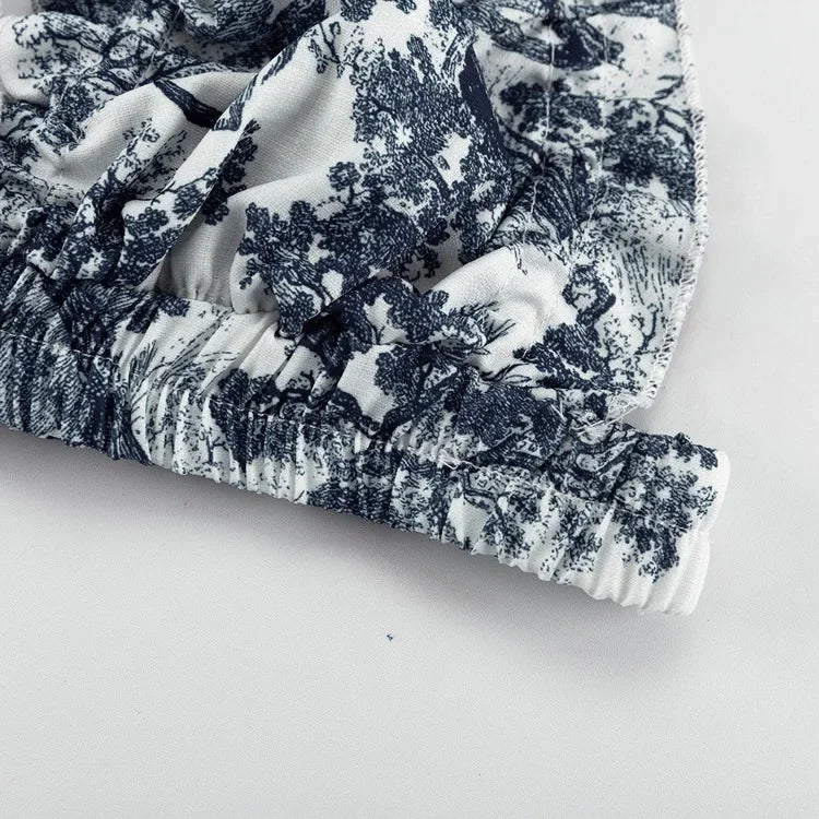 Casual Retro Ink Print Shirt and Shorts Set for Women