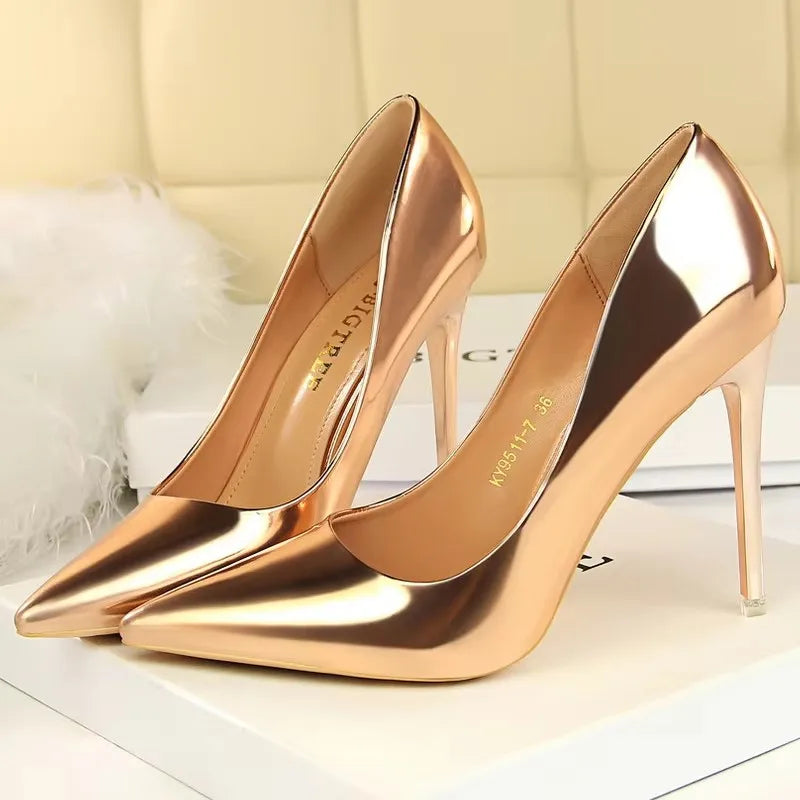 Classic Patent Leather Stiletto High Heel Pumps for Women