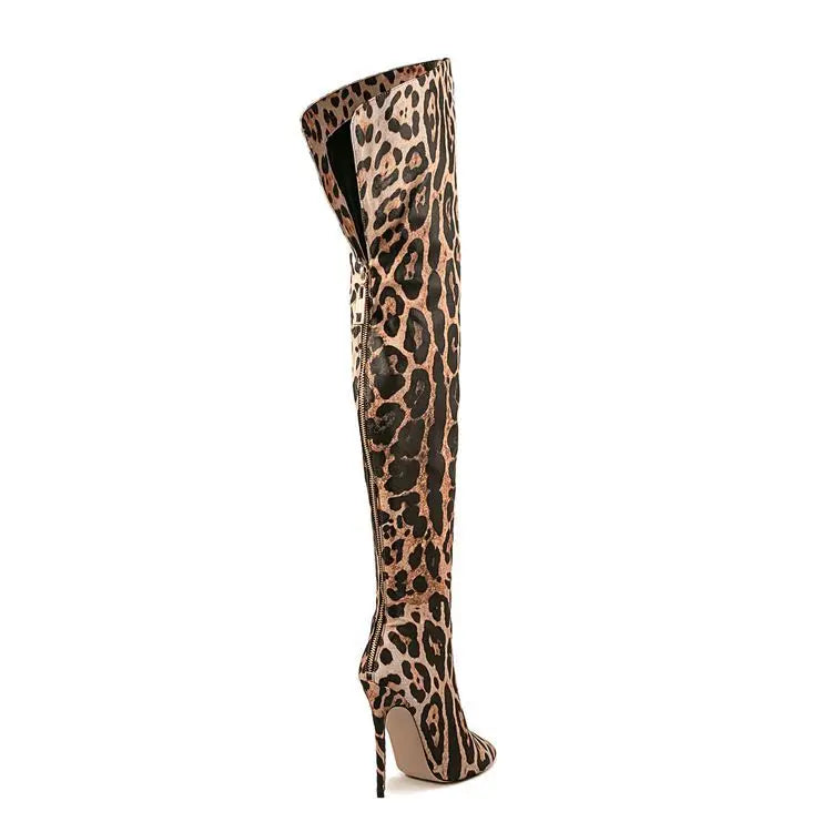 Purple Gradient Leopard Print Over-the-Knee Boots for Women