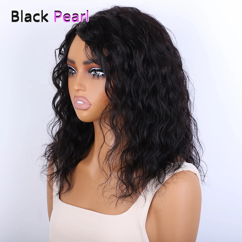 Natural Fluffy Curly Human Hair Short Bob Wig For Women