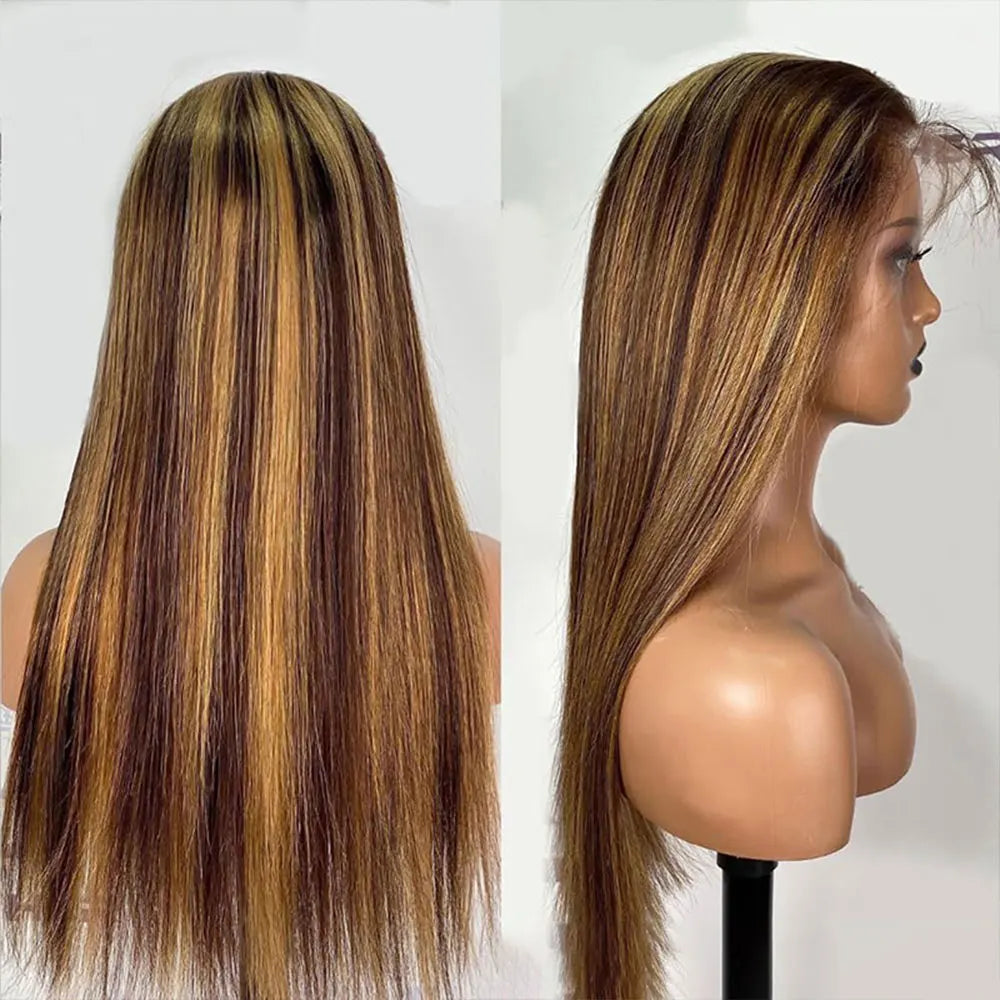 Ombre Straight Human Hair Lace Front Wig for Women