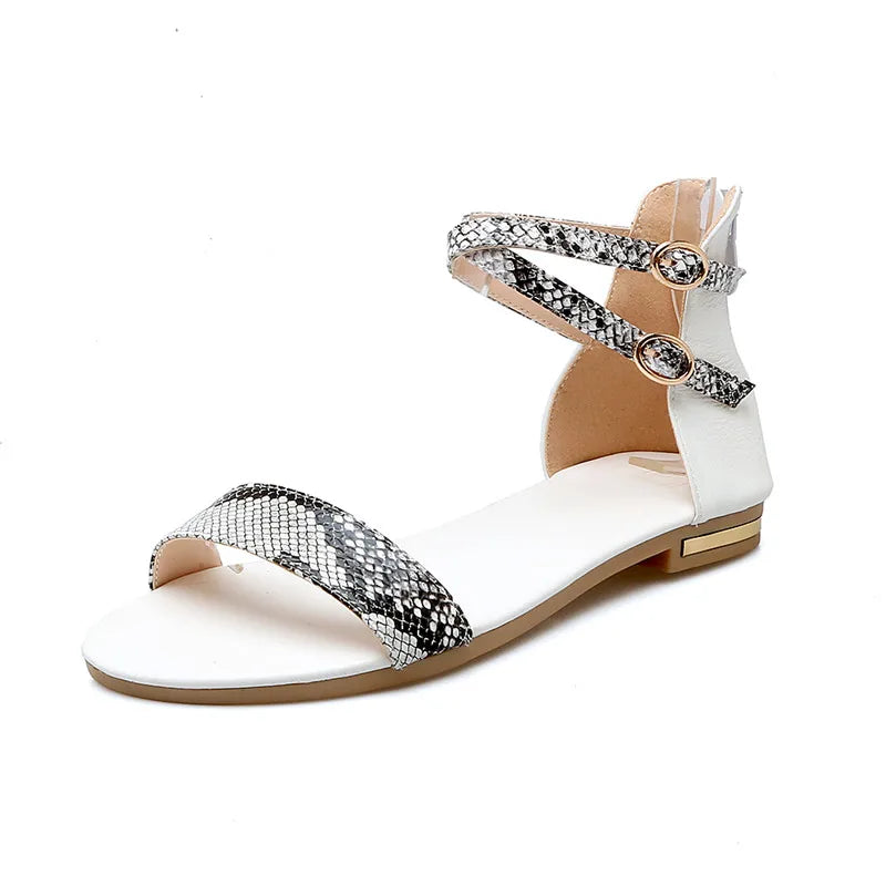 Snake Print Leather Gladiator Sandals