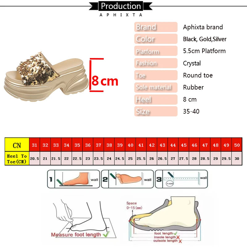 Metallic Sequined Platform Wedge Sandals for Women