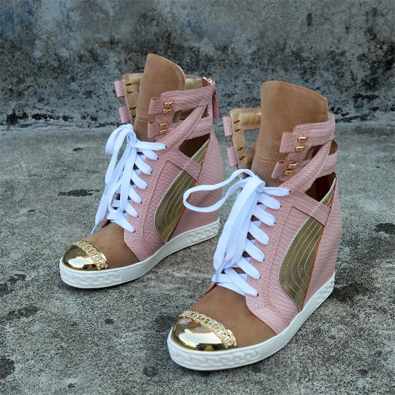 Cross Tied Buckle Strap Platform Flat Shoes With Chain for Women