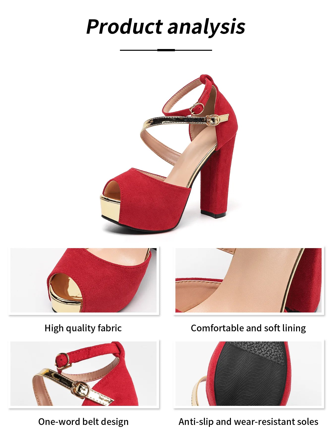 Peep Toe Square Heel Platform Sandals