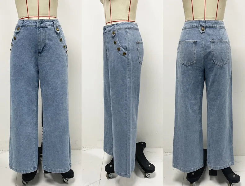 Streetwear Denim 2 Piece Sets Women Outfit Summer Clothes Women 2025 Sleeveless Vest Top Wide Leg Pants Sets Jeans Two Piece Set