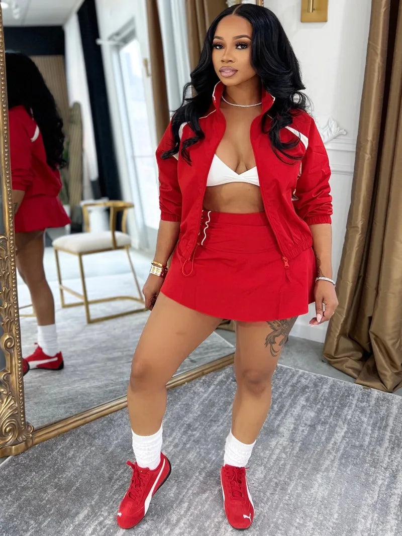 Relaxed Fit Patchwork Color Tracksuit Set for Women