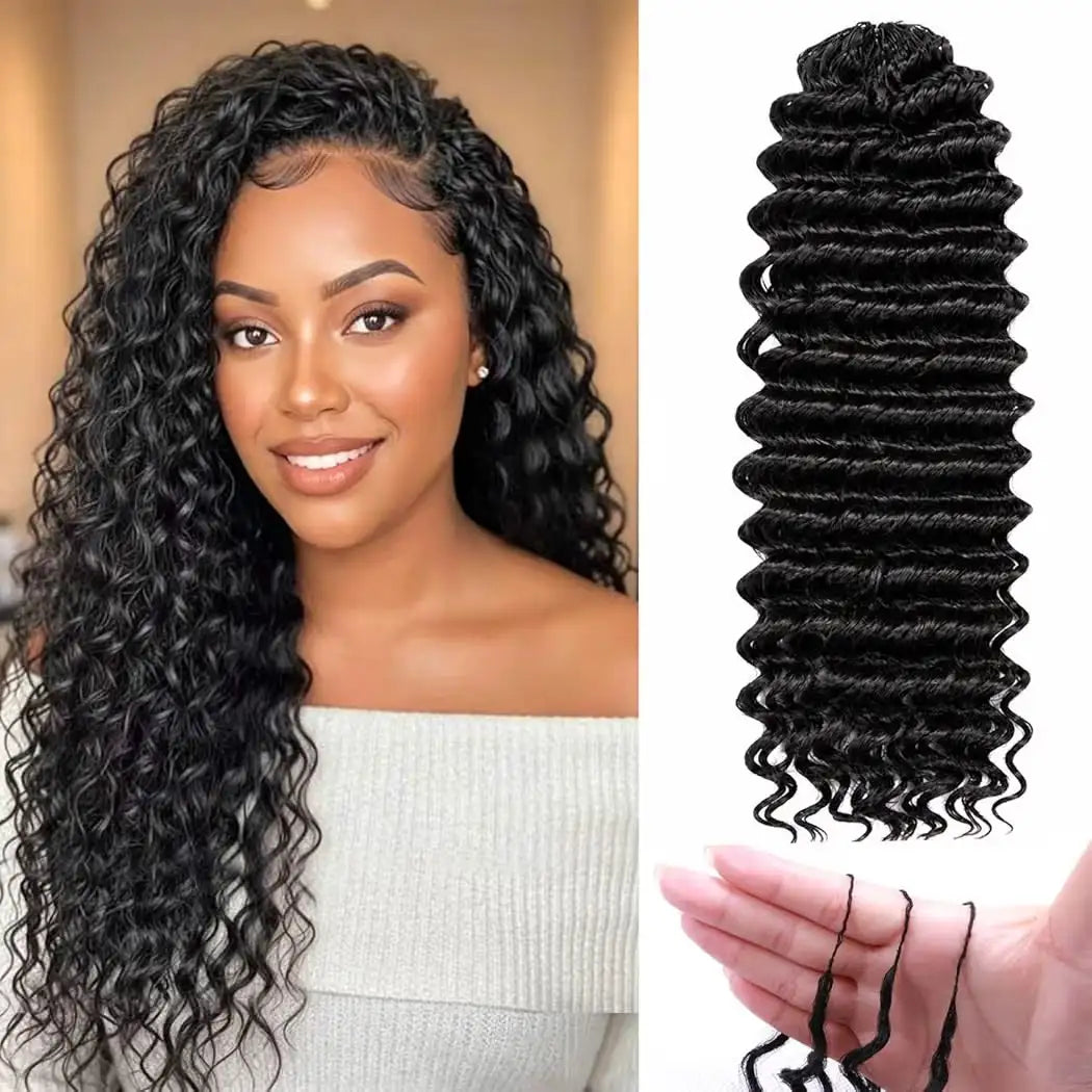 Boho Deep Wave Human Hair Crochet Braids