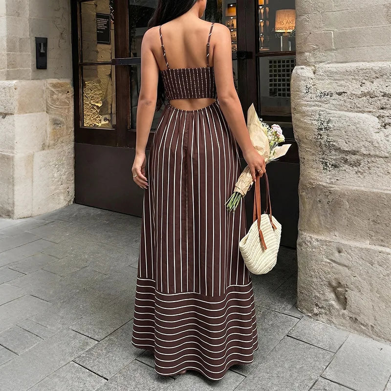 Elegant Backless Square Collar Maxi Dress for Women
