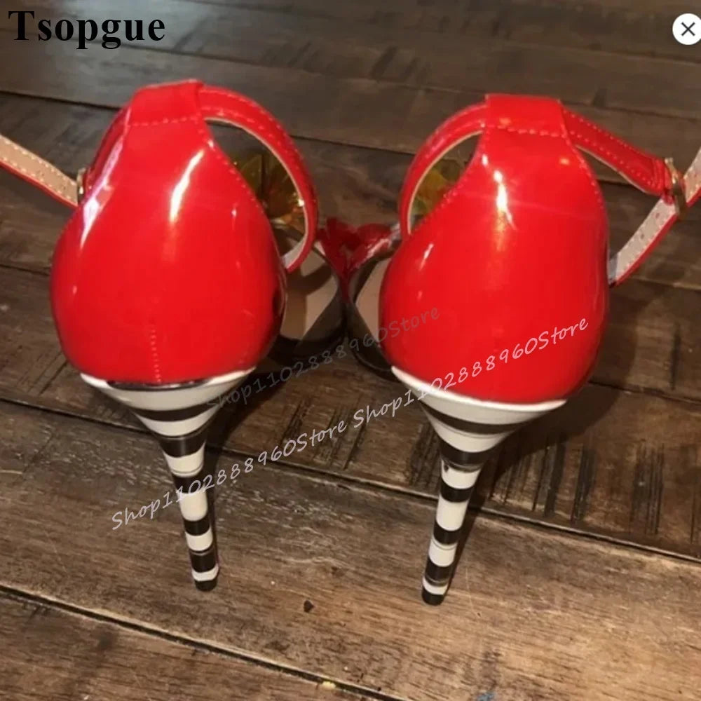 Mixed Color PVC Flower Decor Sandals Thin High Heel Women Shoes Ankle Buckle Strap Pointed Toe 2025 Fashion Zapatos Para Mujere