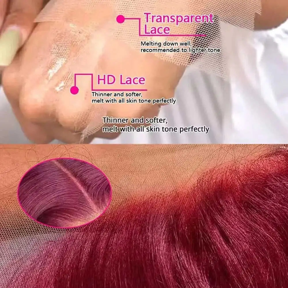HD Transparent Remy Hair Body Wave Lace Front Wig for Women