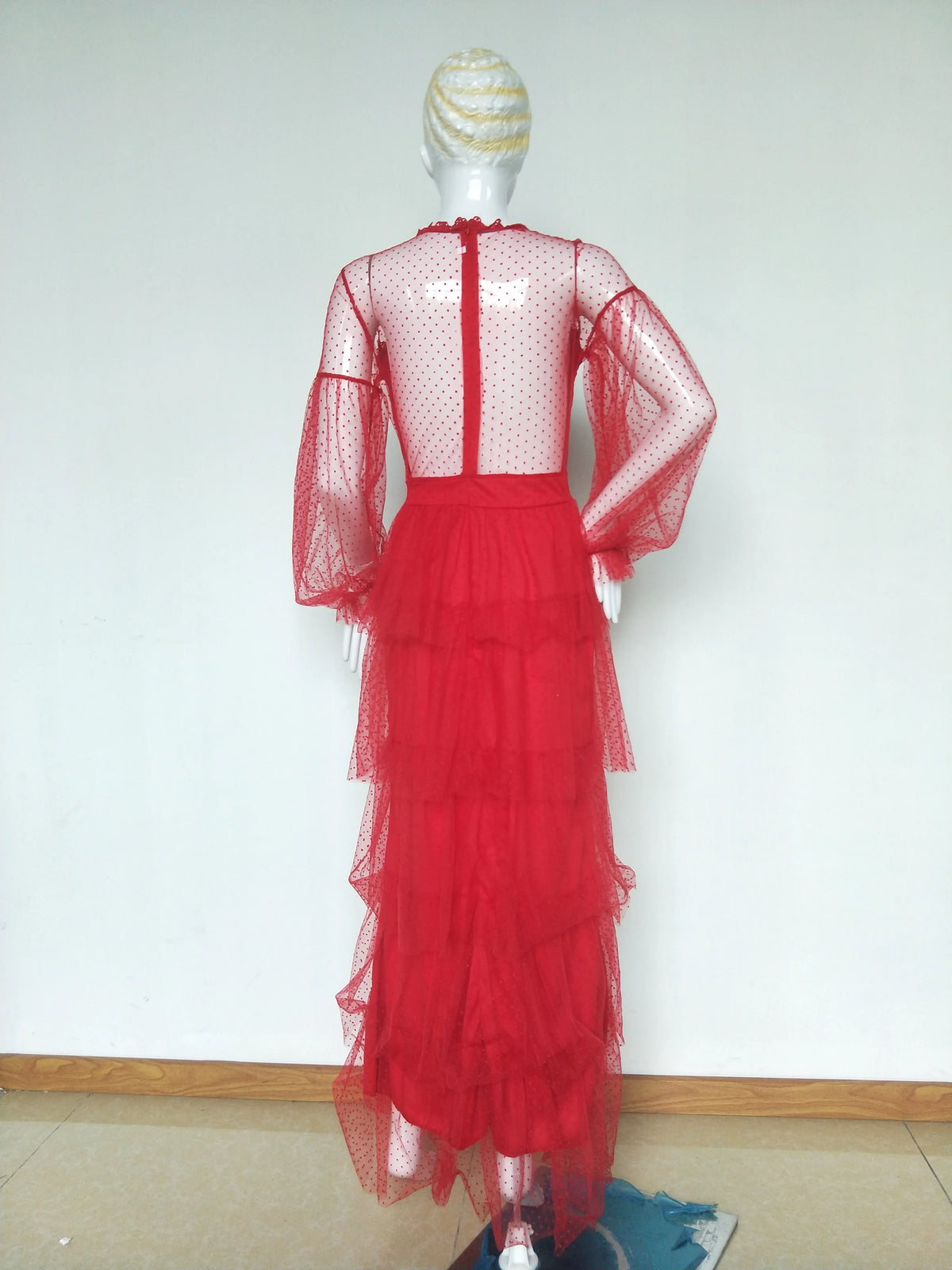 Elegant Lace Puff Sleeve A Line Evening Gown for Women