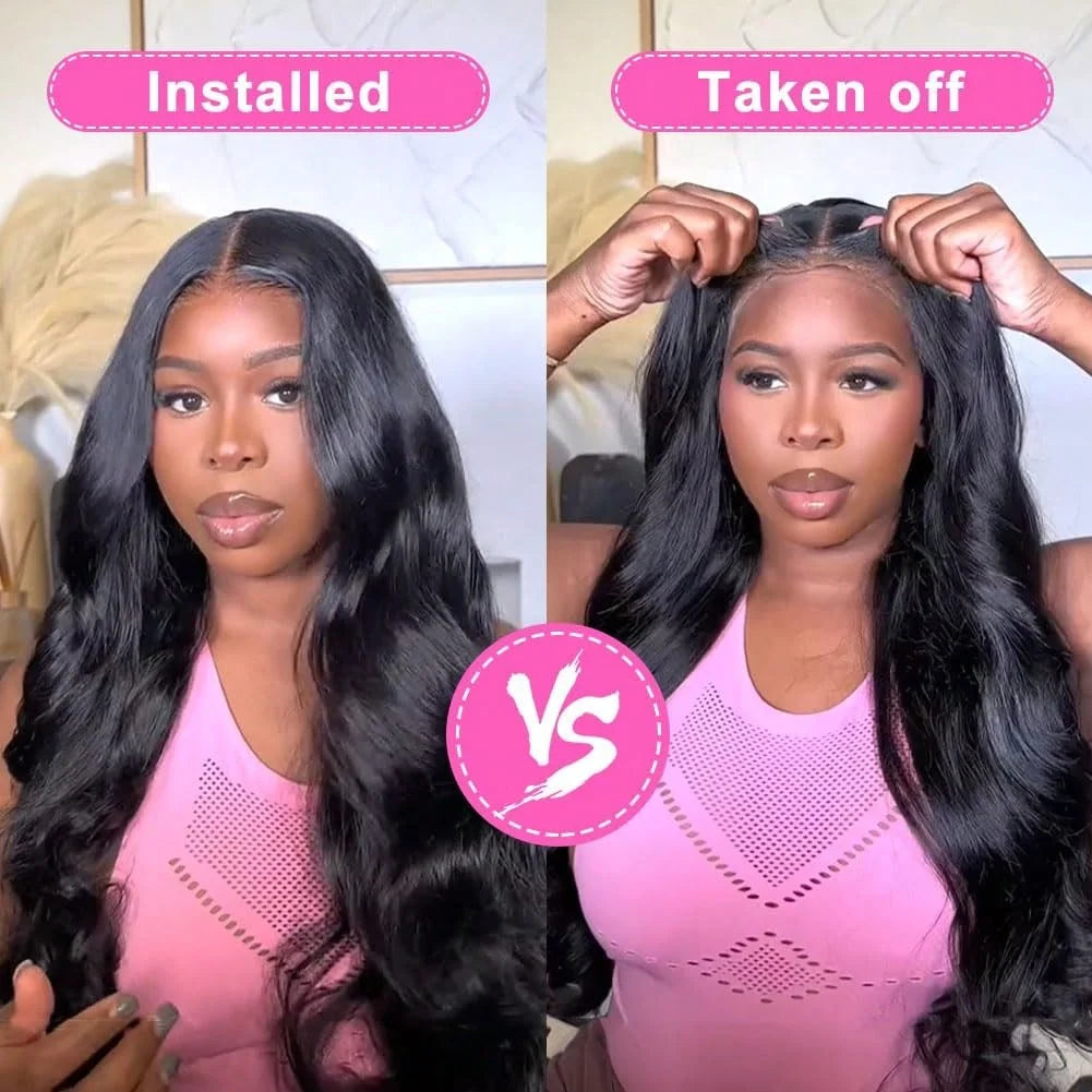 High Definition Transparent 34 Inch Body Wave Lace Front Wig for Women