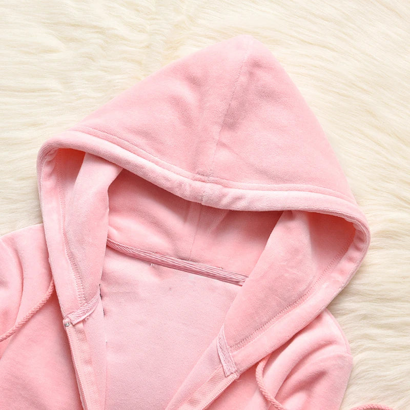 Y2K Velvet Rhinestone Two Piece Tracksuit Set for Women