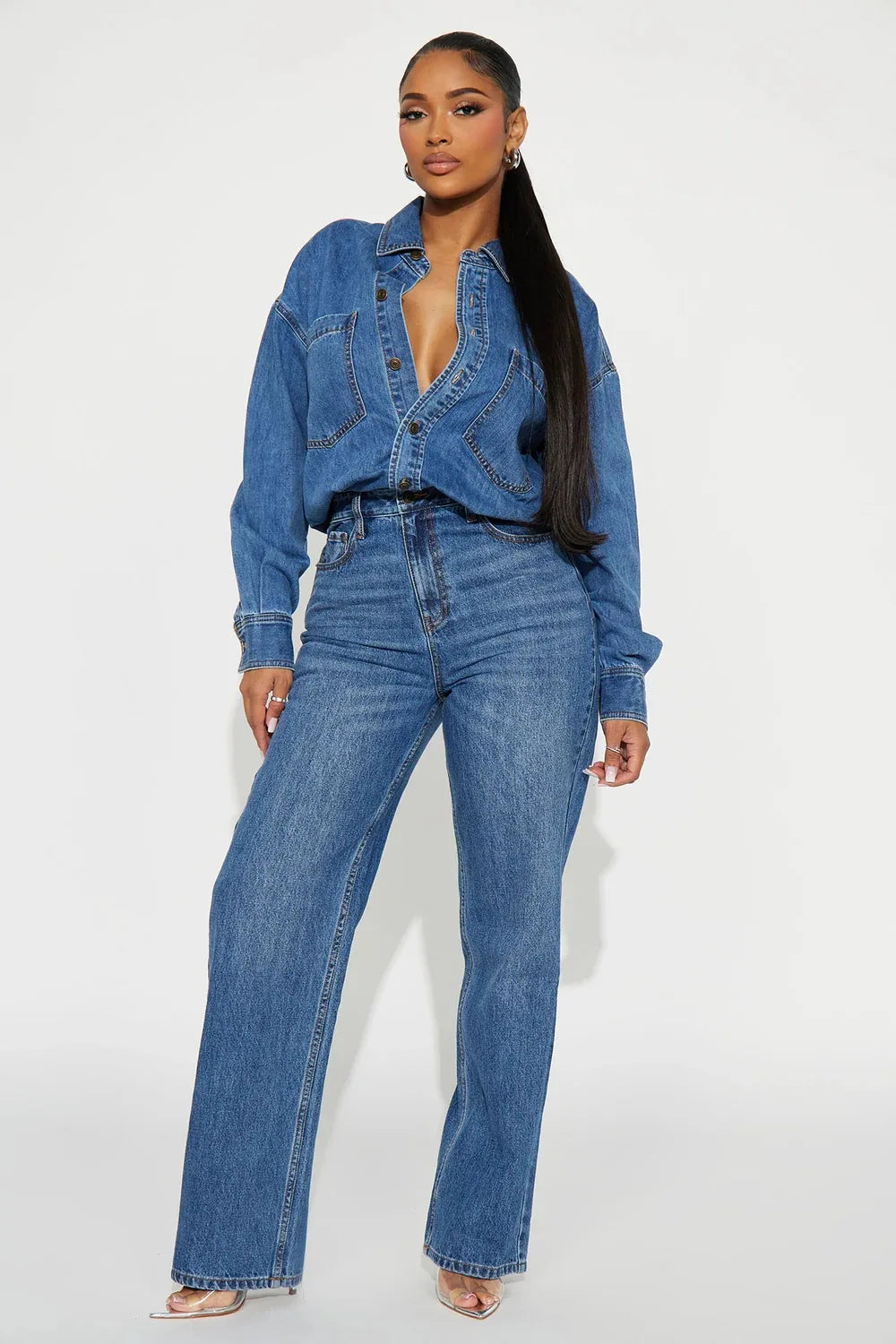 Washed Distressed Denim Jumpsuit