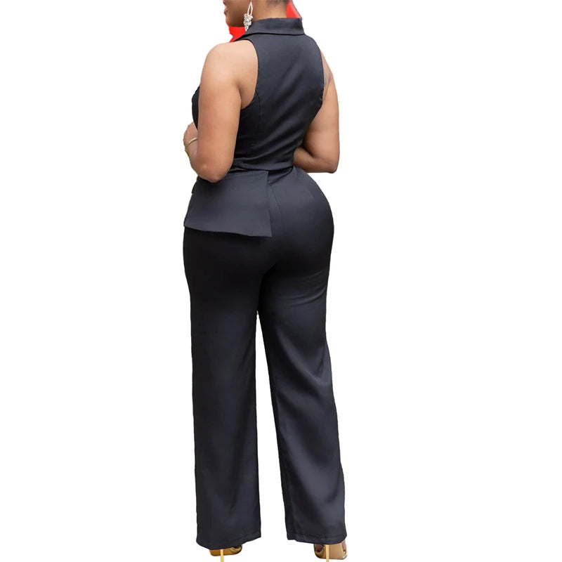 Elegant Sleeveless V-Neck Blazer Jumpsuit for Women