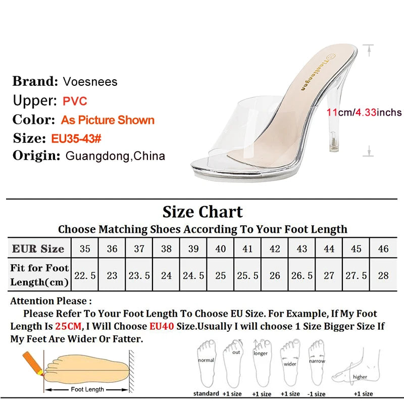 Transparent Super High Heel Slip-On Sandals for Women