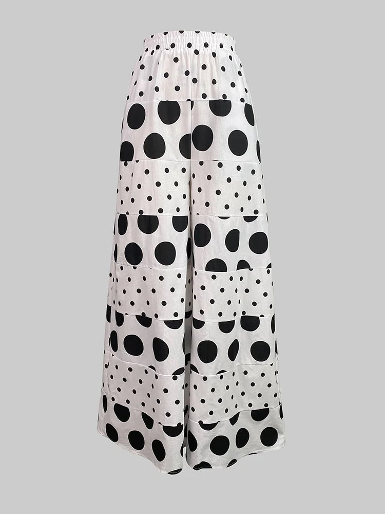 High-Waisted Retro Polka Dot Wide-Leg Pants for Women