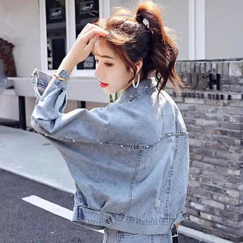Designer Trend Woman Coat Special Winter Denim Jacket Sequin Fringe Crop Jean Jackets for Women 2025 Spring Autumn Coats Novelty