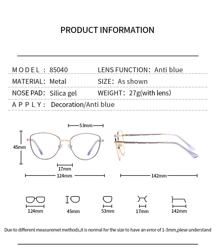 Spring Hinge Cat Eye Prescription Glasses for Women