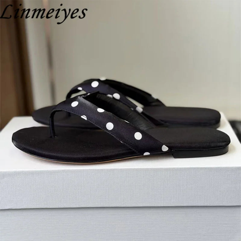 Comfortable Polka Dot Summer Flat Slippers for Women