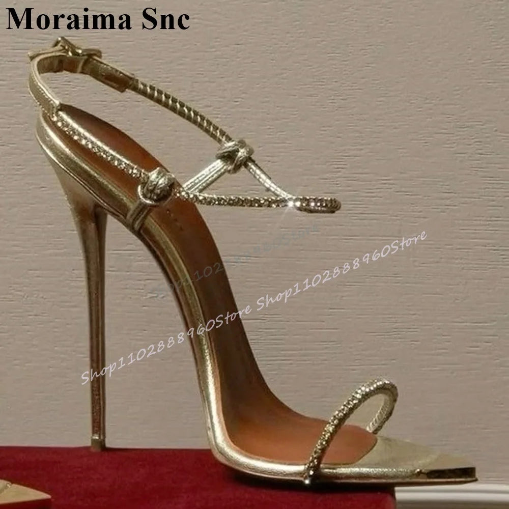 Open Toe High Heel Sandals With Crystal Ankle Strap For Women