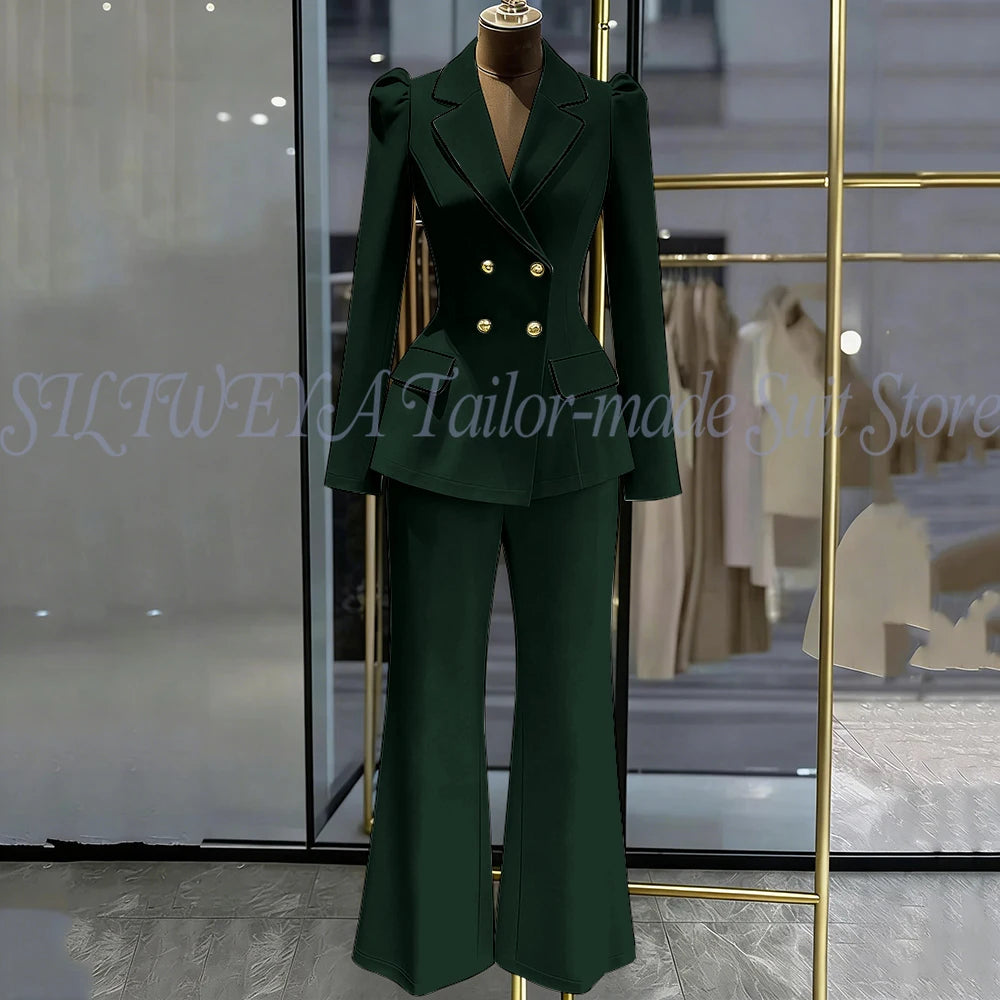 Double Breasted Blazer Set With Side Pockets For Women