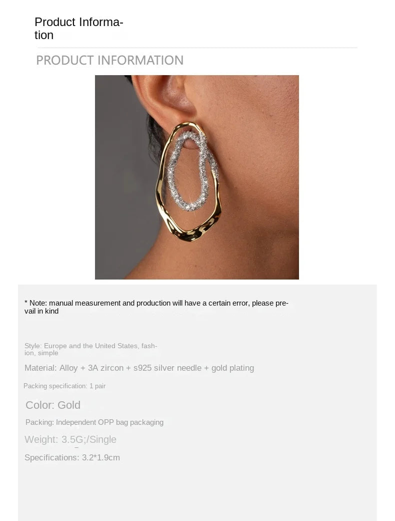 Stylish Geometric Two Tone Copper Stud Earrings for Women