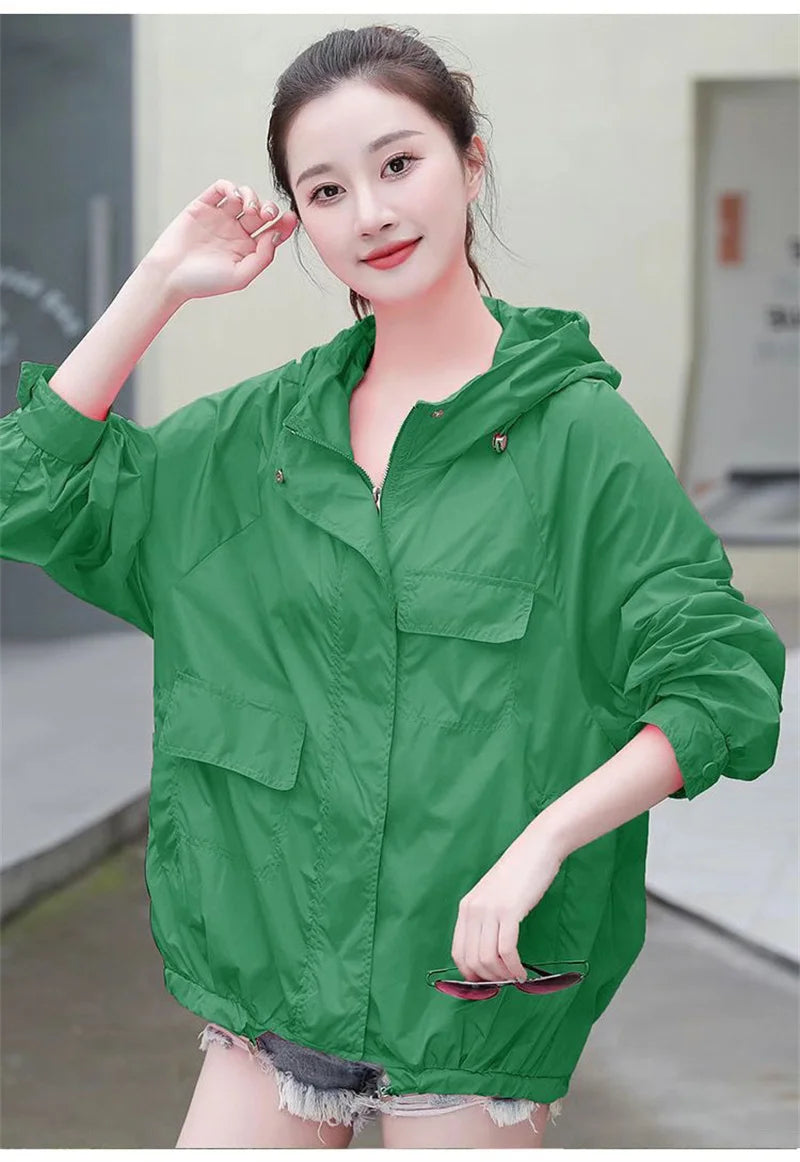 Casual Loose Fit Breathable Hooded Jacket for Women