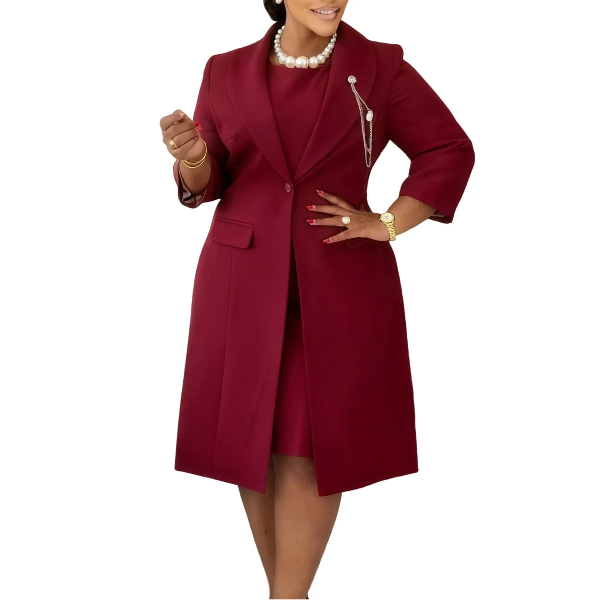 Slim Two-Piece Blazer Jacket and Mini Dress Set for Women