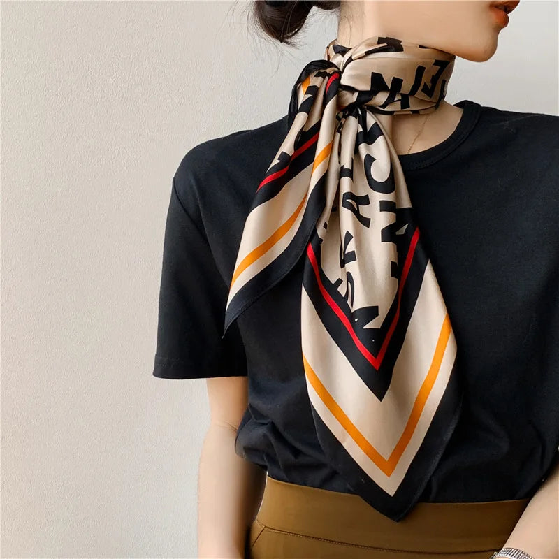 Elegant Art Gallery Style 100% Pure Silk Scarves For Women Soft Thin Striped Mulberry Silk Square Scarf Versatile For Spring Sum