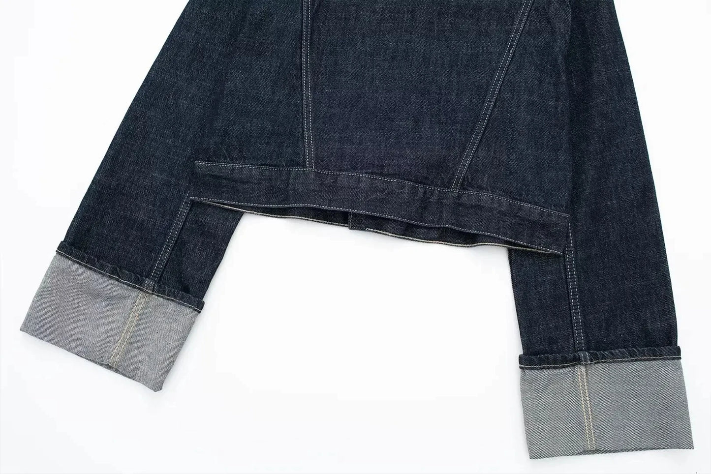 Retro Spliced Street Denim Two Piece Set for Women