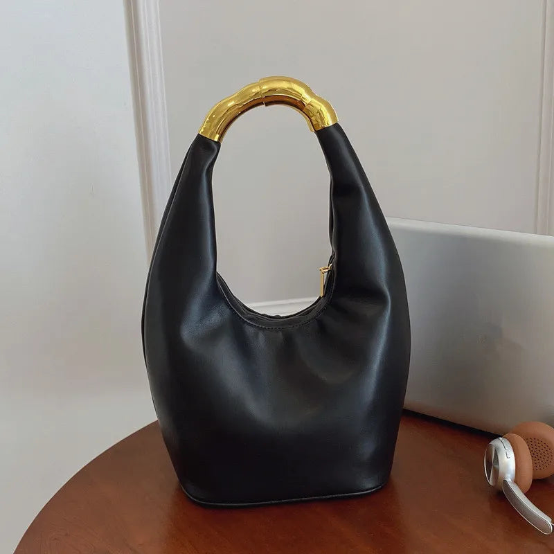 Soft Leather Top Handle Tote Bag