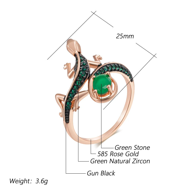 Green Zircon Lizard Cocktail Ring
