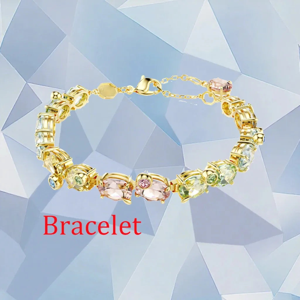 Gold Plated Zirconia Crystal Pendant Set for Women