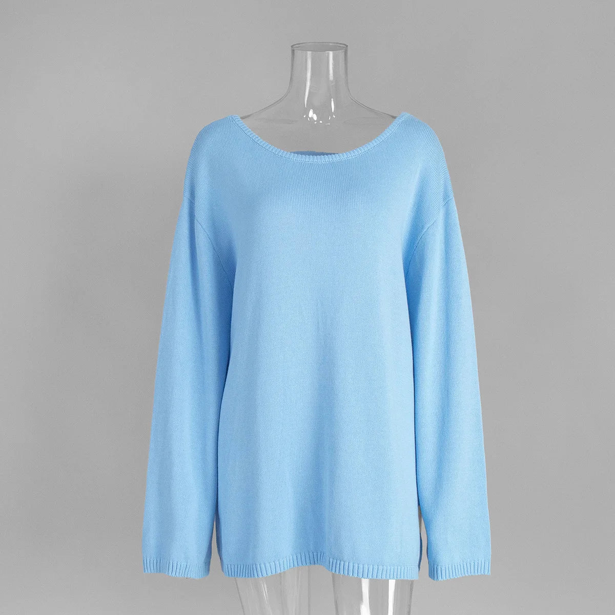 Backless Patchwork Knit Sweater