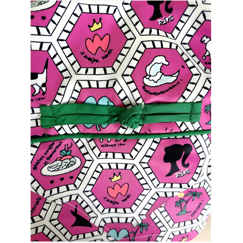 Women's Hooded Zipper Jacket, Casual Outerwear, Loose Tops, Print Doodle Coats, Female Clothing, Autumn, Winter, New