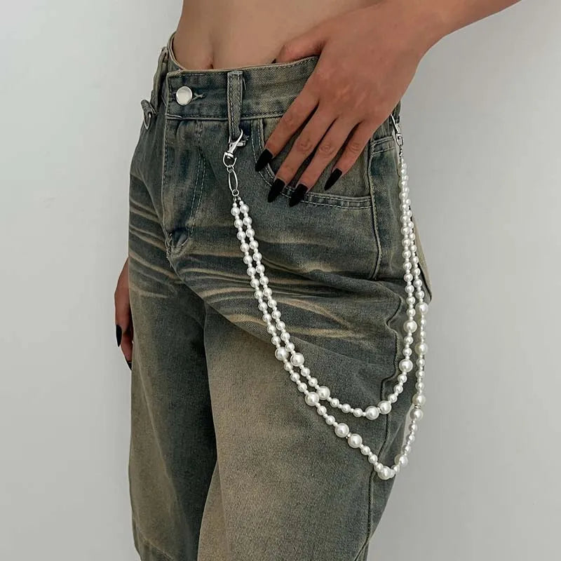 Pearl Beaded Jeans Waist Chain