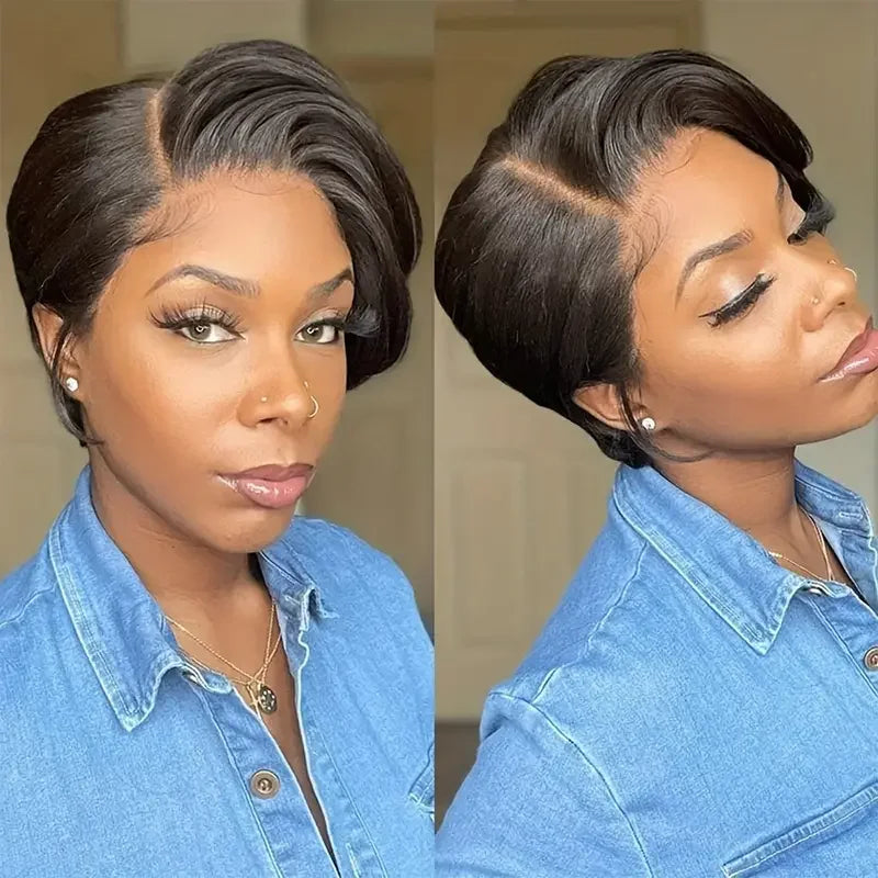 Pixie Cut Wig Transparent Lace Human Hair Wigs For Women Straight 13X4 Lace Frontal Wigs Brazilian Remy Hair Wigs Short Bob Wig