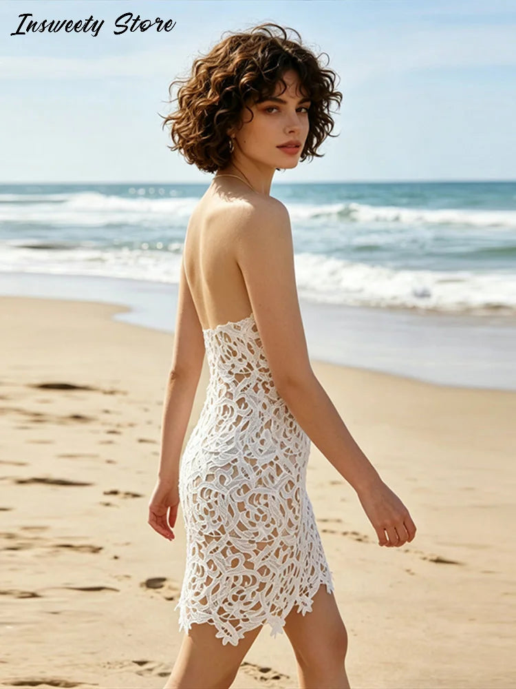 Hollow Out Sleeveless Backless Mini Dress for Women