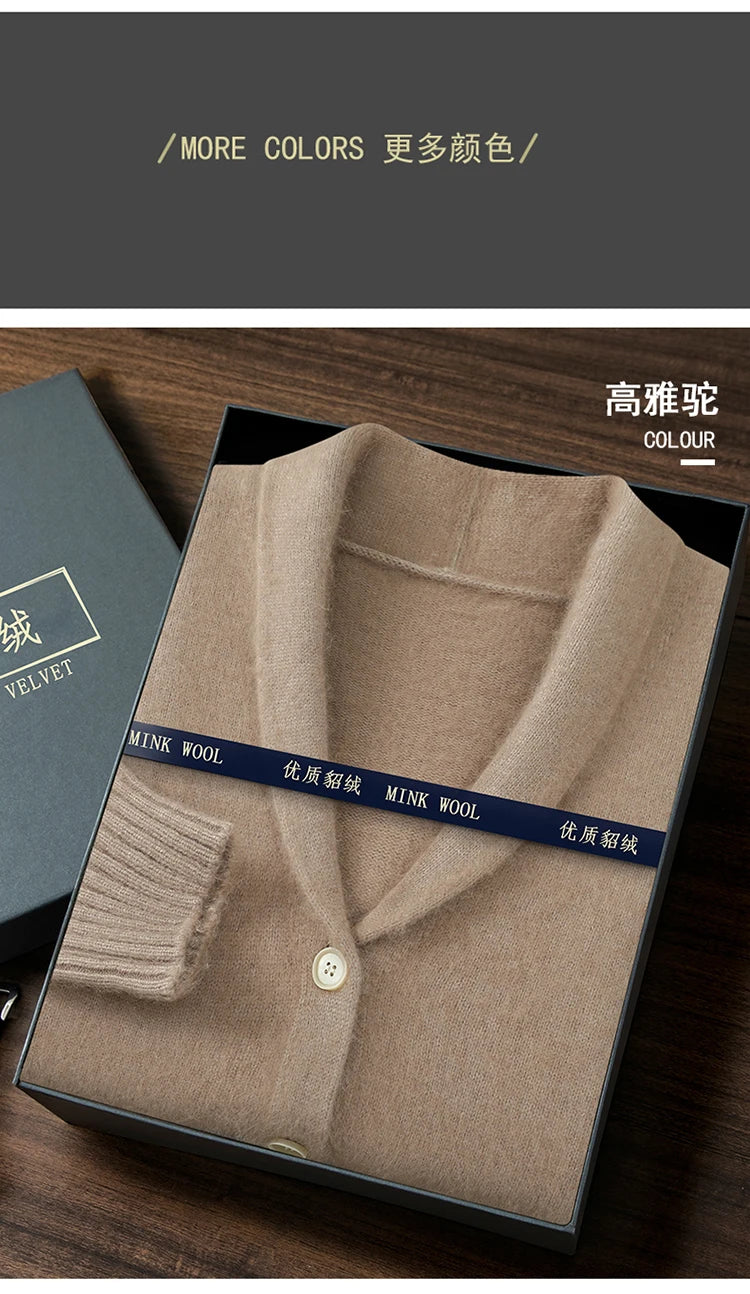 Warm Winter Wool Knit V-Neck Pocket Cardigan for Women
