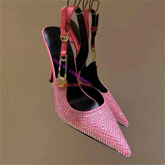 Metal Buckle Stiletto Sandals