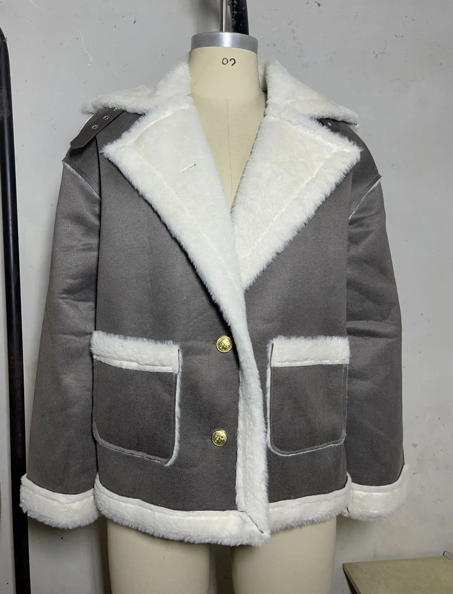 Turn Down Collar Shearling Jacket