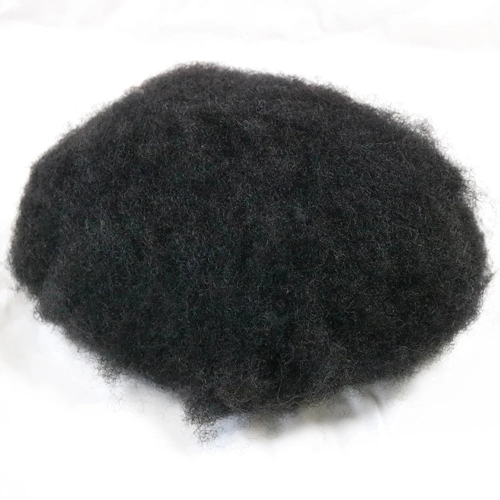 Natural Afro Curly Human Hair Toupee Replacement for Women