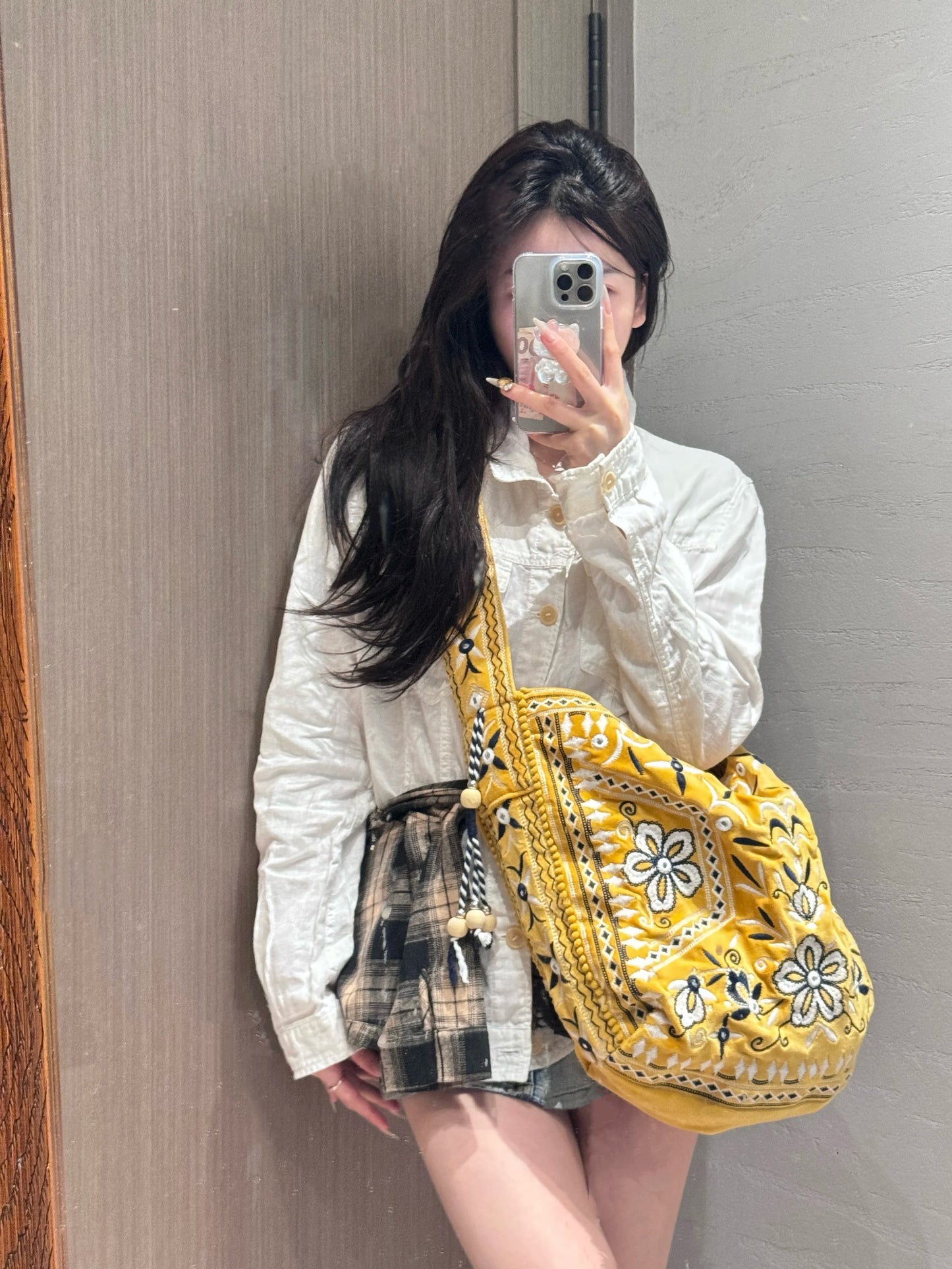 High Quality Original Design Velvet Embroidery Fringe Cloth Bag Shoulder Large Capacity Cross Body Tote Bags for Women