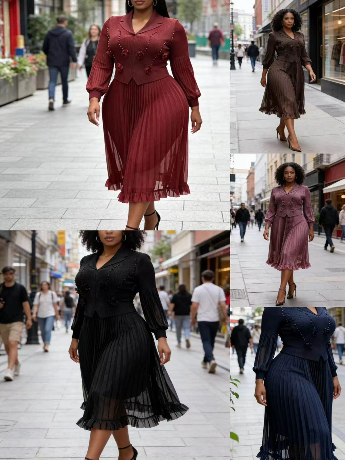 Elegant Long Sleeve Dashiki Pleated Maxi Dress for Women