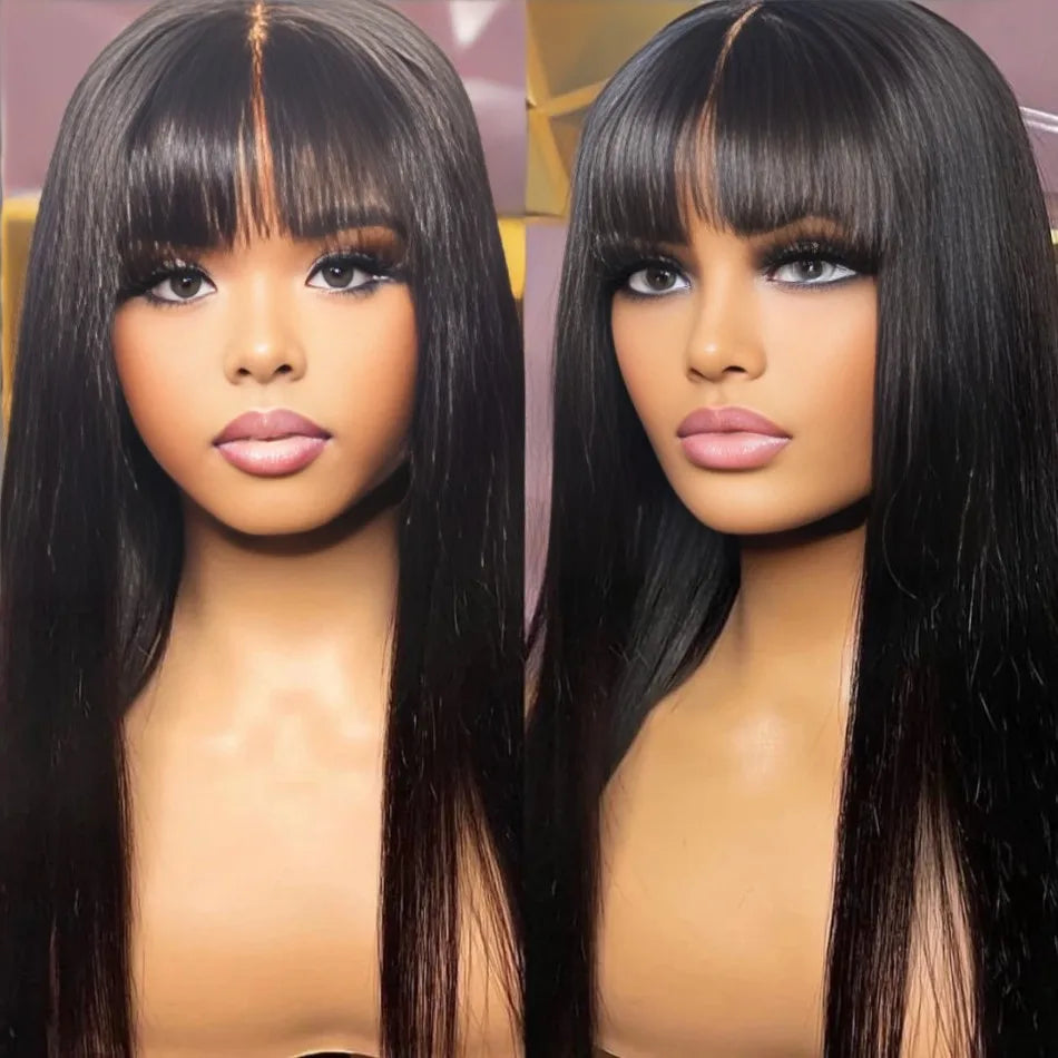 Bone Straight Middle Part Human Hair Lace Wig for Women