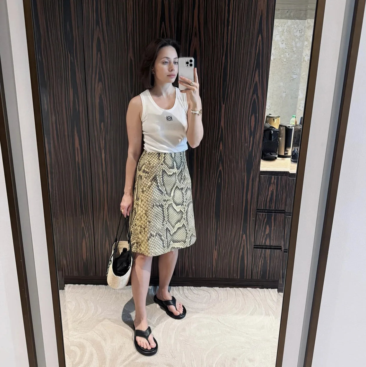 Snakeskin Patchwork High Waist Skirt