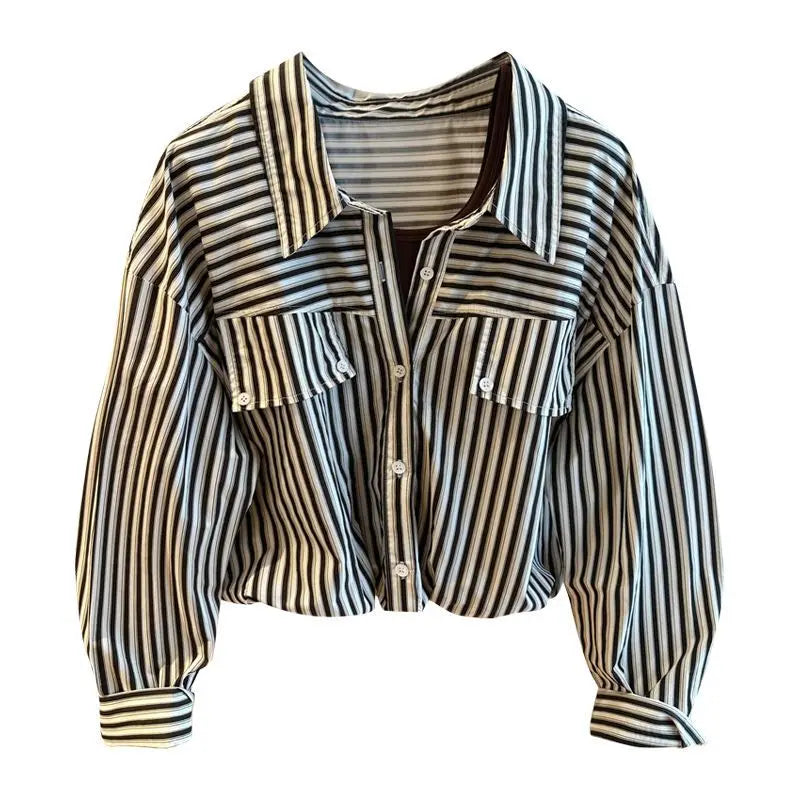 Loose Striped Spliced Lightweight Polyester Tank Top for Women