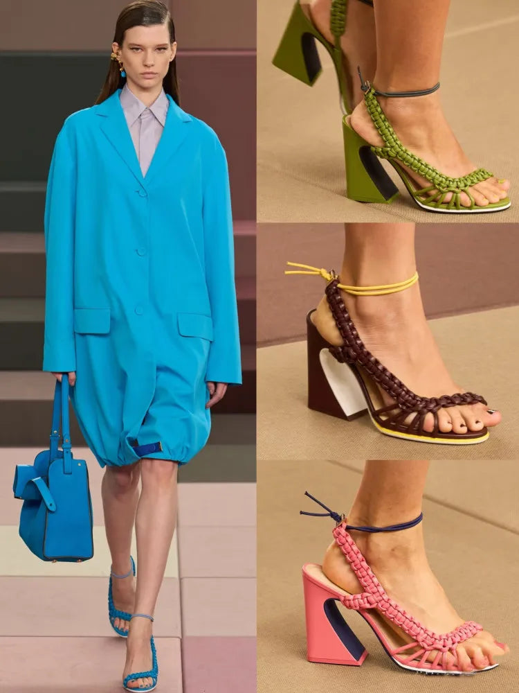 Fashionable Summer Woven High Heel Sandals for Women